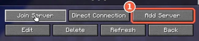 دکمه‌ی Add Server با شماره‌ی ۱ مشخص شده